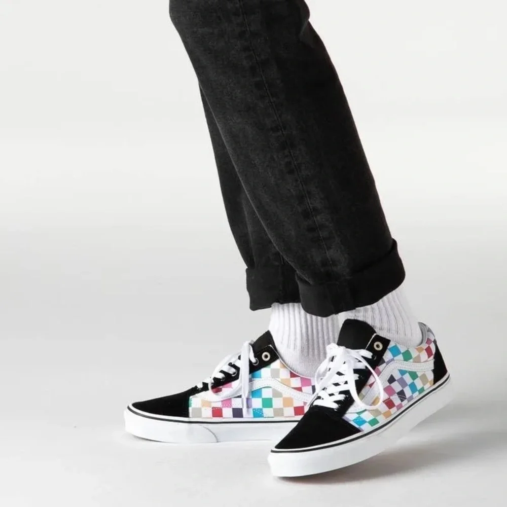 Vans Old Skool Rainbow Checkerboard Sneakers Shoes Casual Skater Colorful Pride